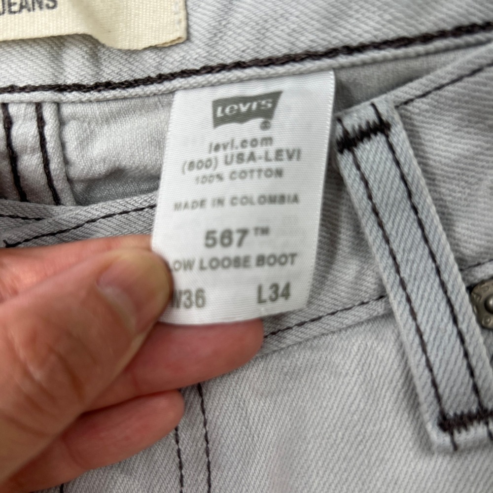 Levi's 567 Low Loose Bootcut Jeans 36x34 Grey Mens Vintage Y2K Baggy Skate - Picture 9 of 16